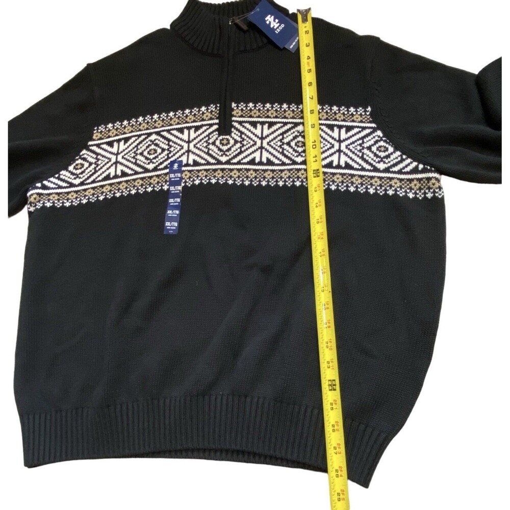 Izod 1/4 Zip Fair Isle Black Sweater Cotton Blend NWT Men’s Size 2XL NEW - Picture 13 of 13